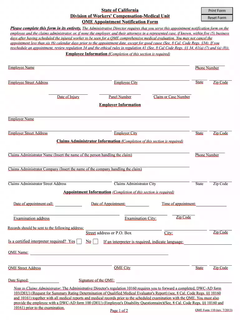 qme appointment Preview on Page 1