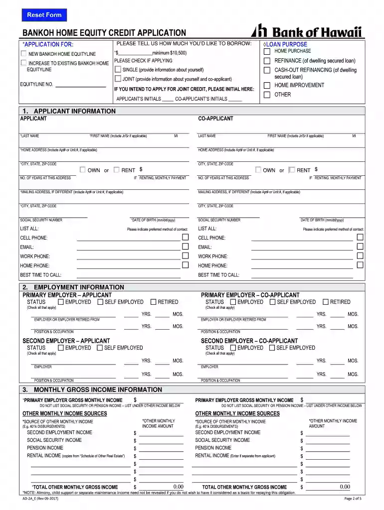 New Bankoh Home EquityLine Increase to existing Bankoh Home EquityLine No Preview on Page 1