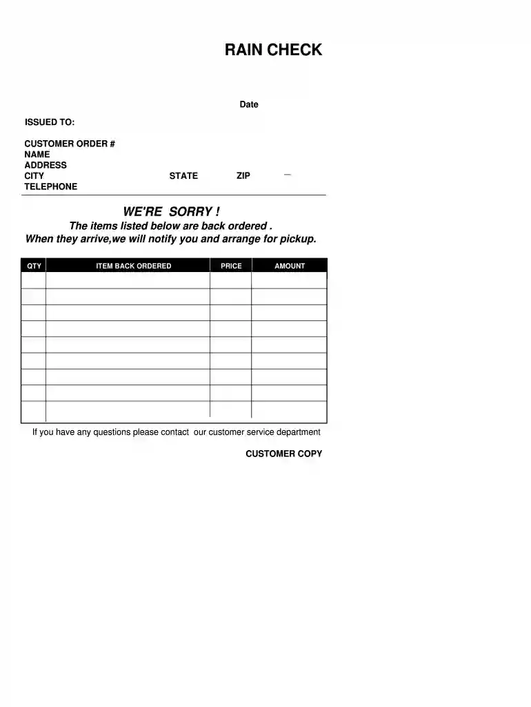 raincheck template Preview on Page 1
