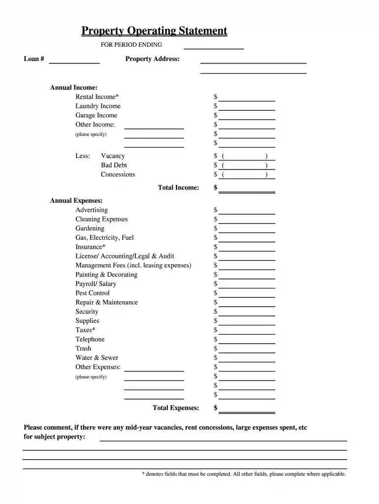 operating statement template Preview on Page 1