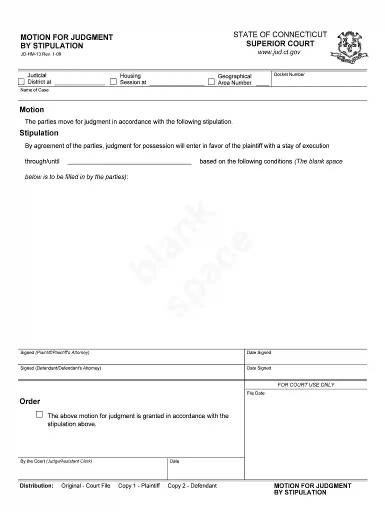 Motion for judgment by stipulation - Connecticut Judicial Branch - jud ct Preview on Page 1