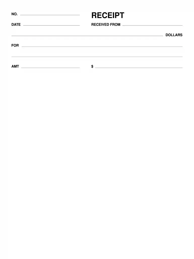 fillable receipt Preview on Page 1