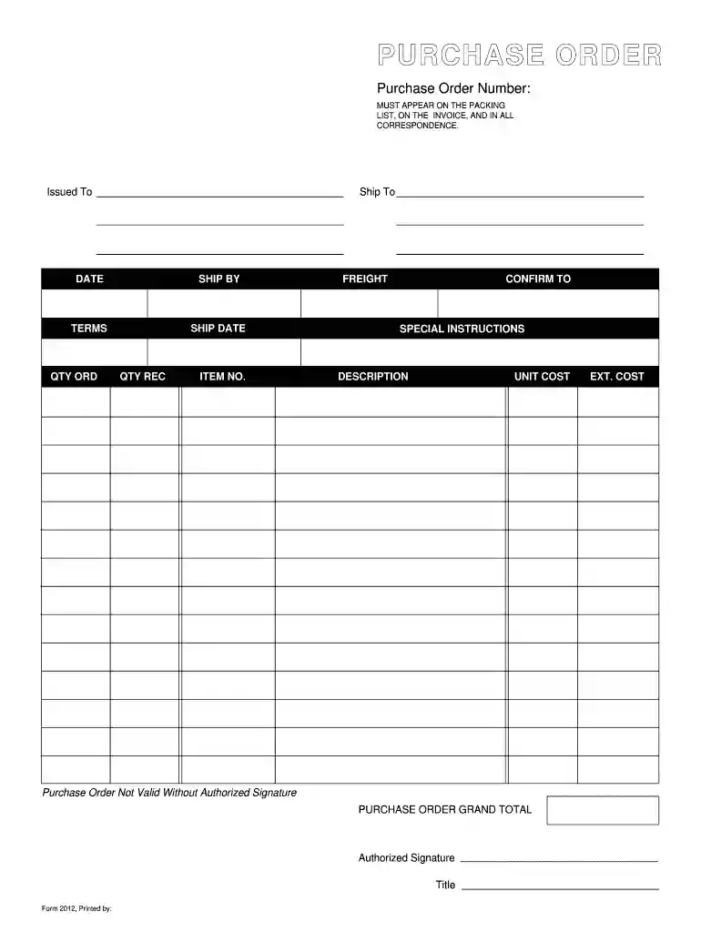 how to create a purchase order Preview on Page 1