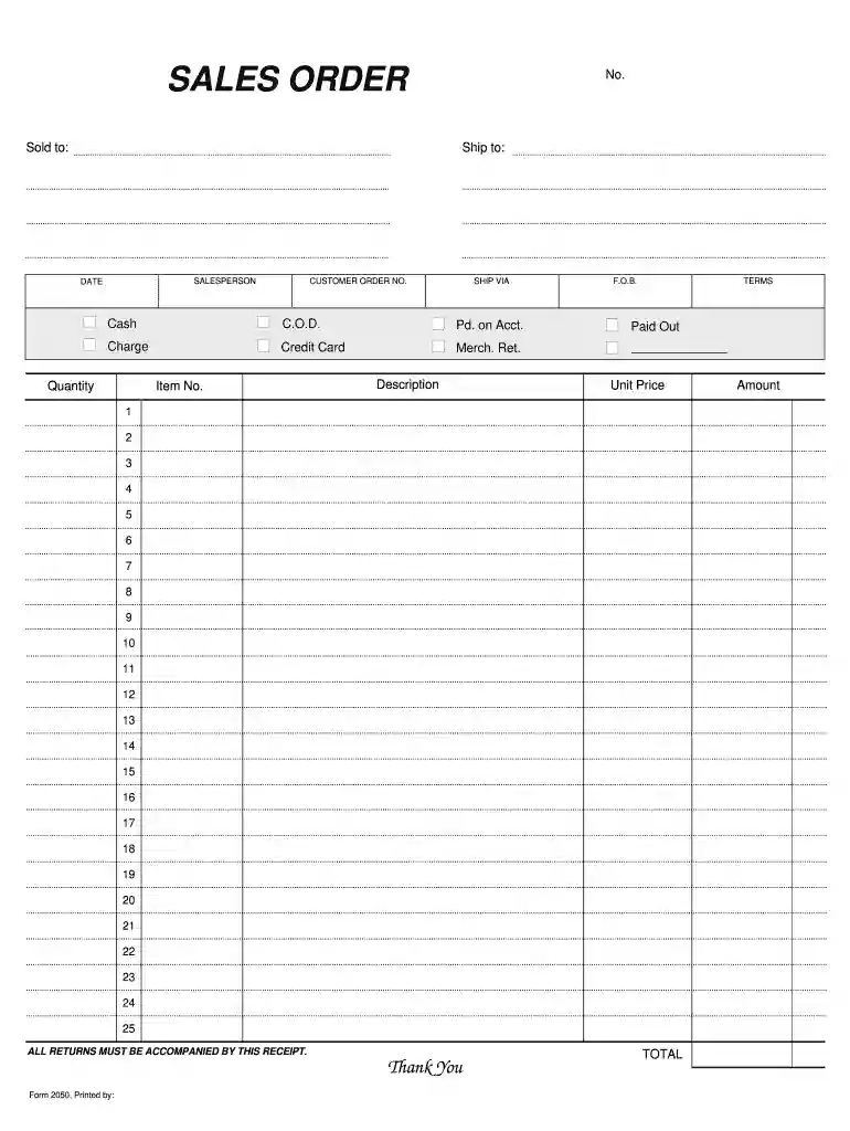 sales order template Preview on Page 1