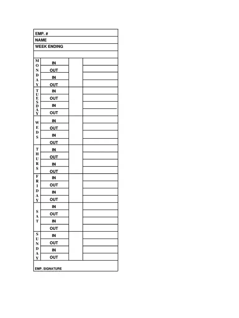 employee time card sheet Preview on Page 1