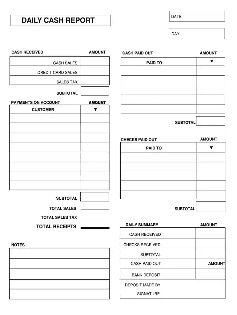 daily collection report format in excel Preview on Page 1