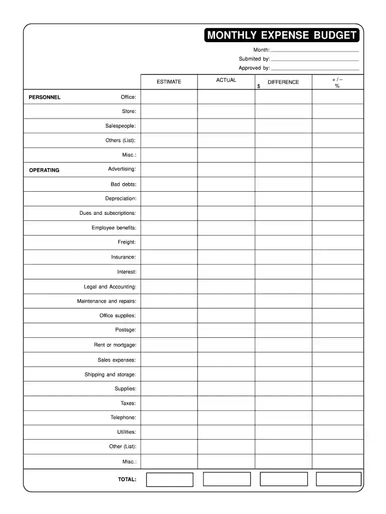 family expenses list Preview on Page 1
