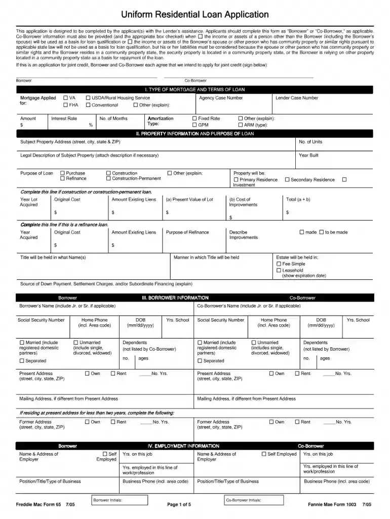 new 1003 loan application 2023 pdf Preview on Page 1