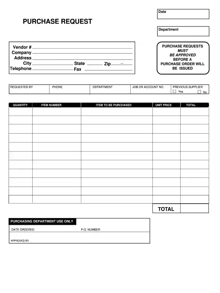 employee purchase request form Preview on Page 1