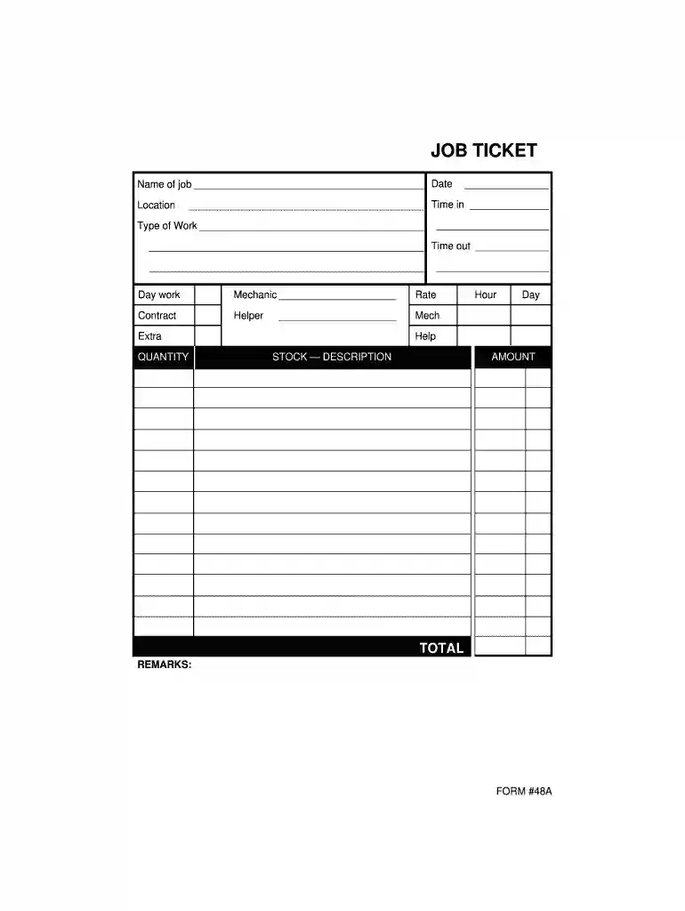 job ticket template Preview on Page 1