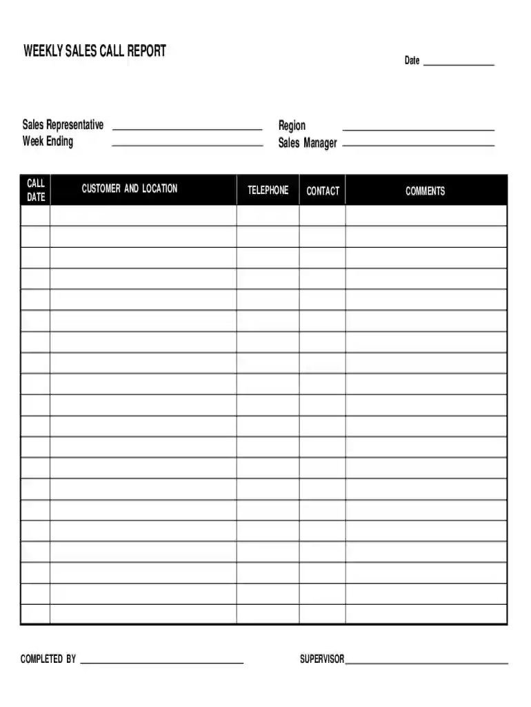 sales call report template Preview on Page 1