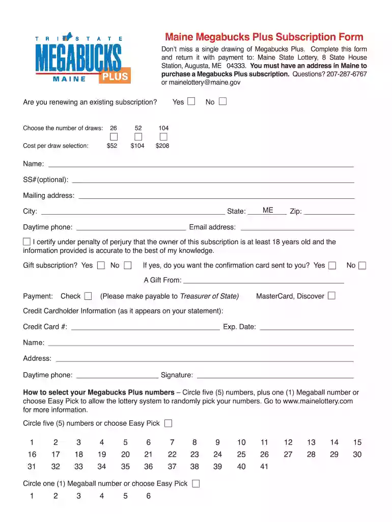 maine megabucks Preview on Page 1