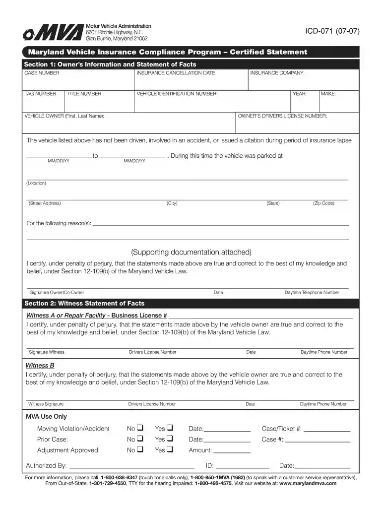md certified statemeny 2007 form Preview on Page 1