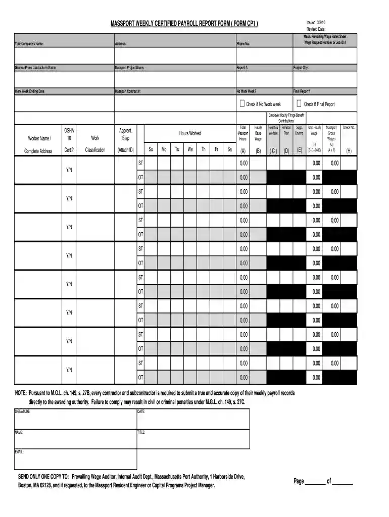 ma weekly certified payroll report Preview on Page 1
