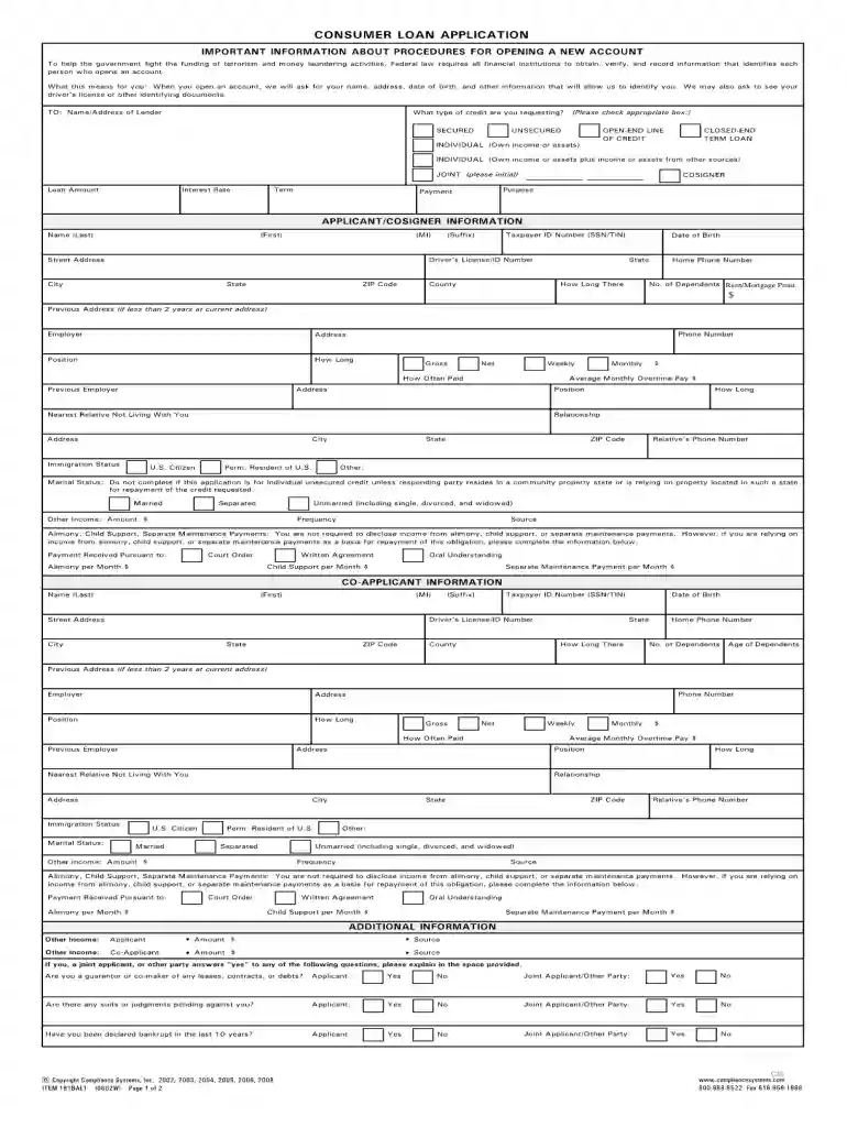 blank credit application Preview on Page 1
