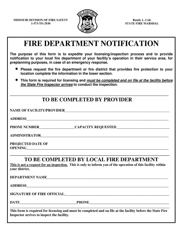 fire department notification Preview on Page 1