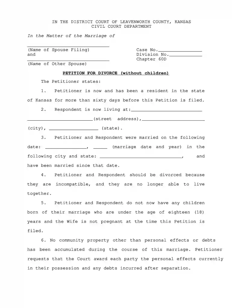 divorce petition template Preview on Page 1