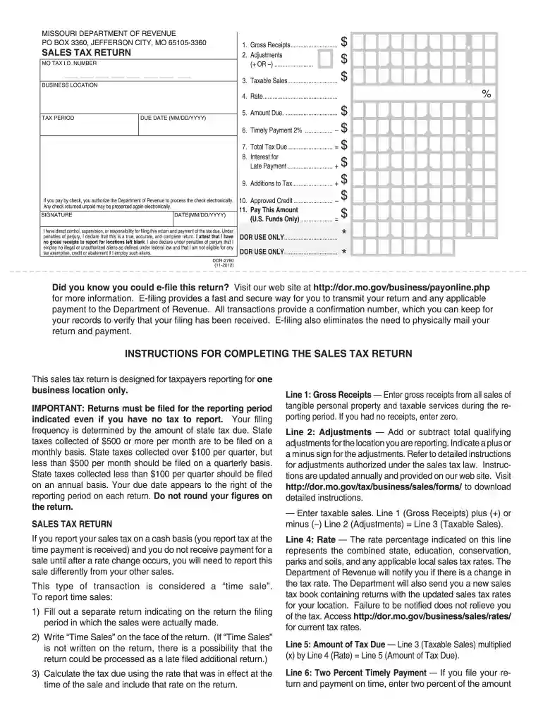 missouri sales tax form Preview on Page 1