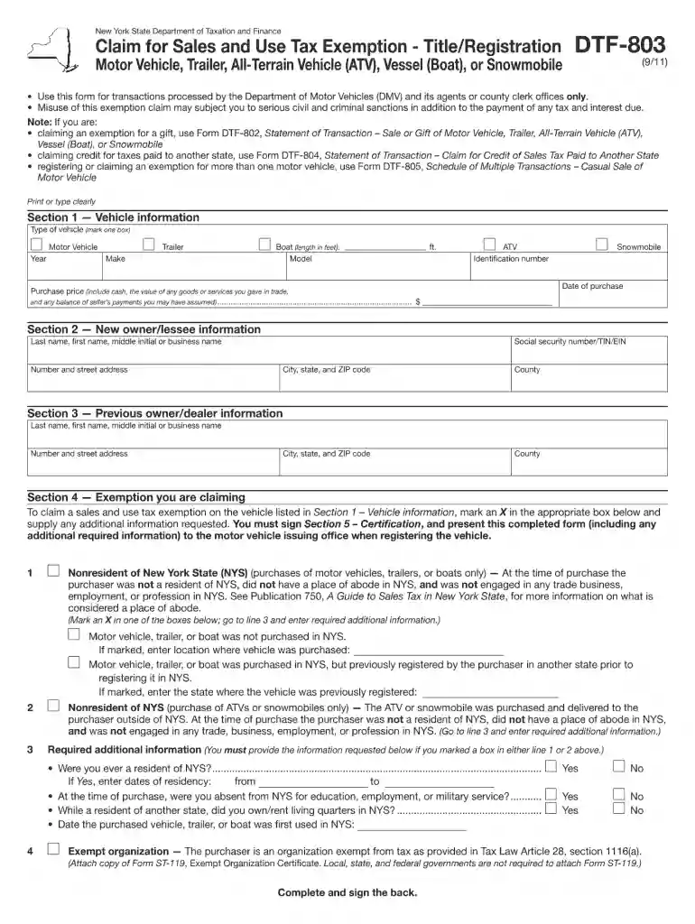 dmv form dtf 803 Preview on Page 1