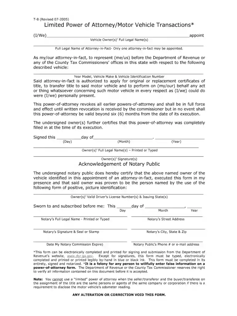 georgia secure power of attorney form t 8s Preview on Page 1