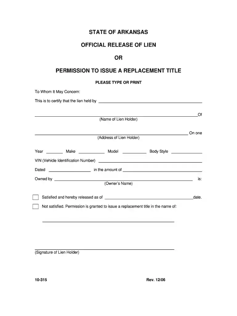 arkansas vehicle lien contract Preview on Page 1