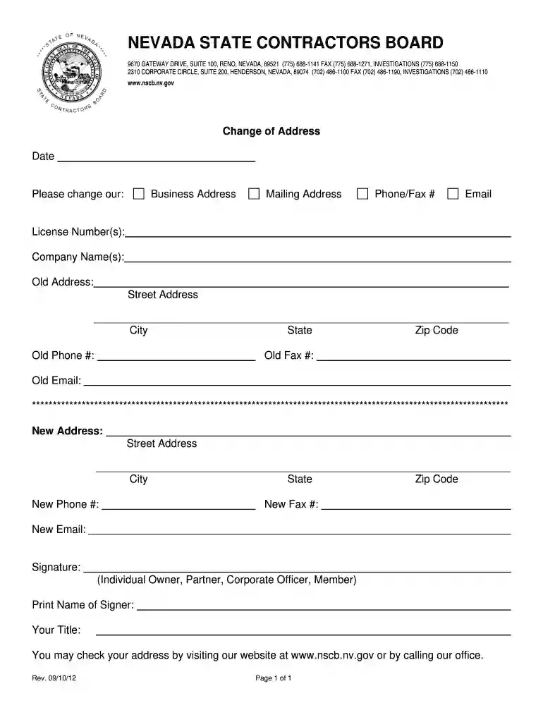 state contractors board nevada Preview on Page 1