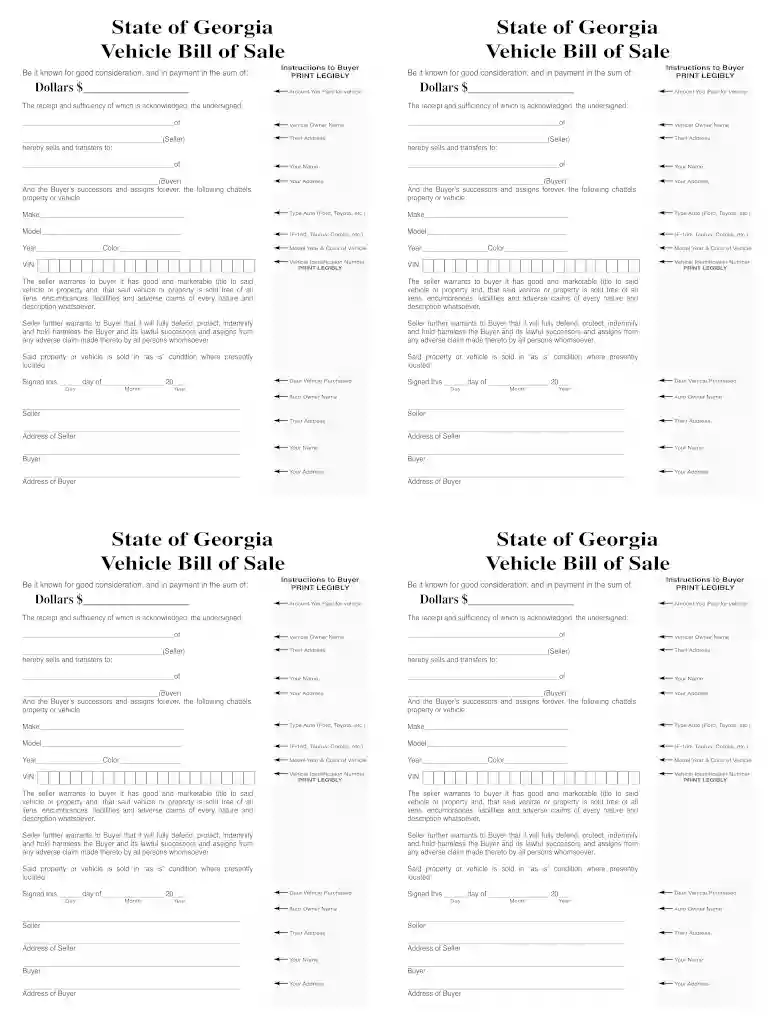 can a bill of sale be handwritten Preview on Page 1