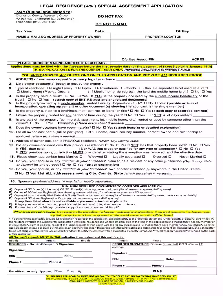 county legal residence form Preview on Page 1