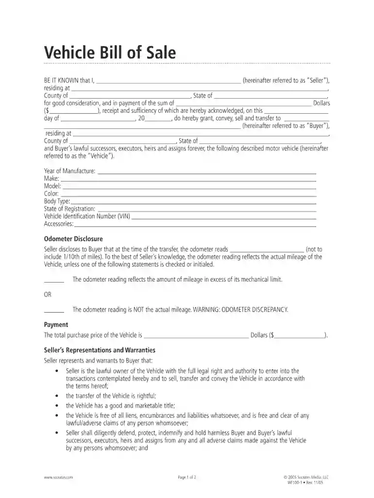 bill of sale for car virgin islands Preview on Page 1