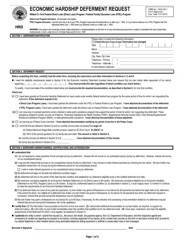 pheaahardship form Preview on Page 1