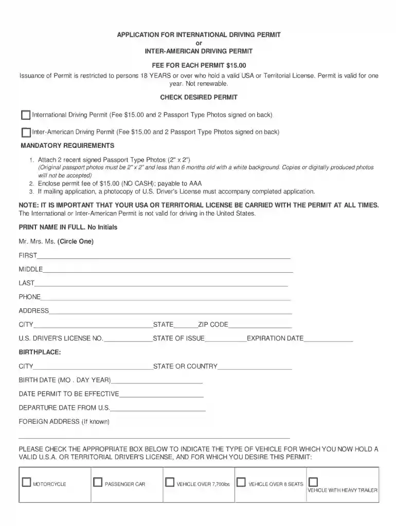 aaa international driving permit Preview on Page 1