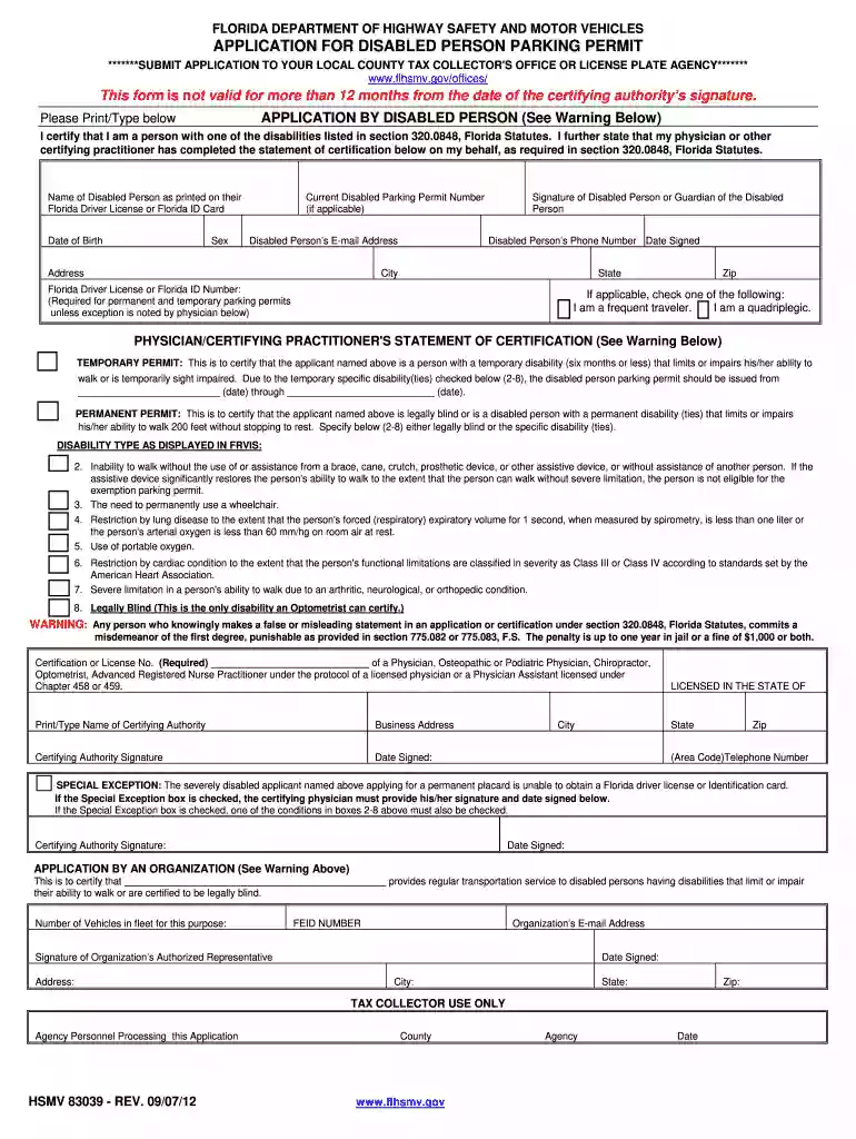 dmv handicap form florida Preview on Page 1
