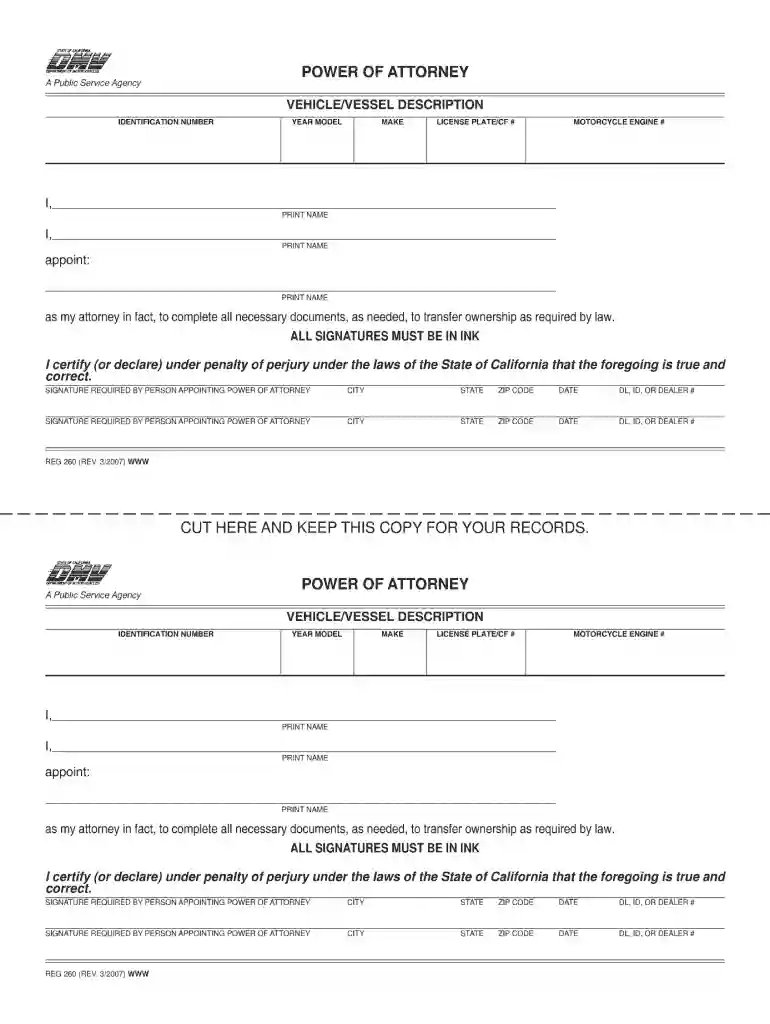 does ca dmv power of attorney need to be notarized Preview on Page 1