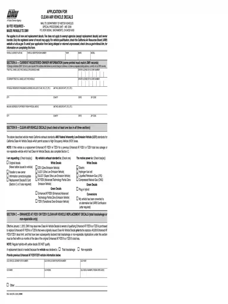 dmv clean air decal application online Preview on Page 1