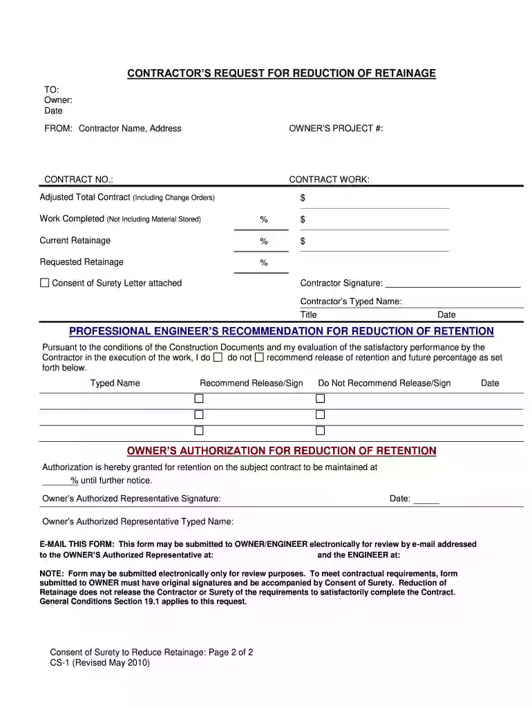 retainage release Preview on Page 1