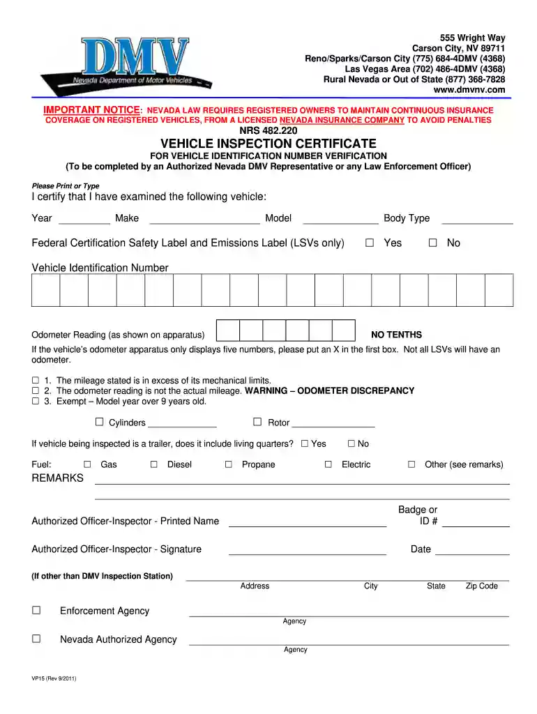 nevada vin inspection locations Preview on Page 1