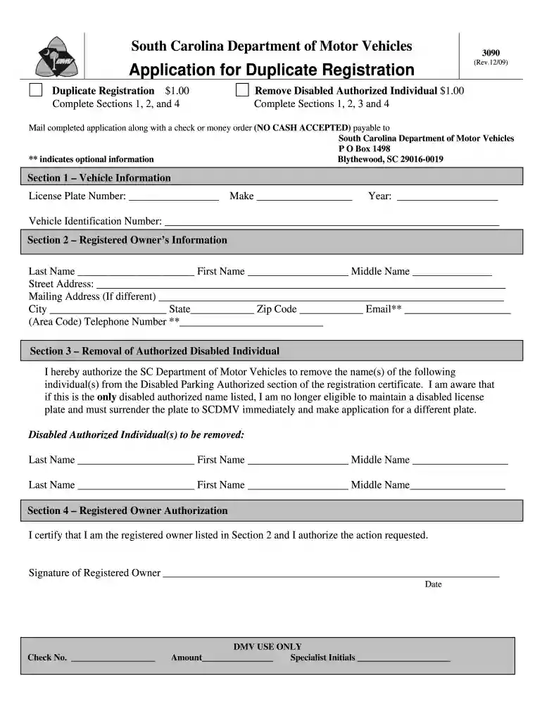 scdmv form 4031 pdf Preview on Page 1