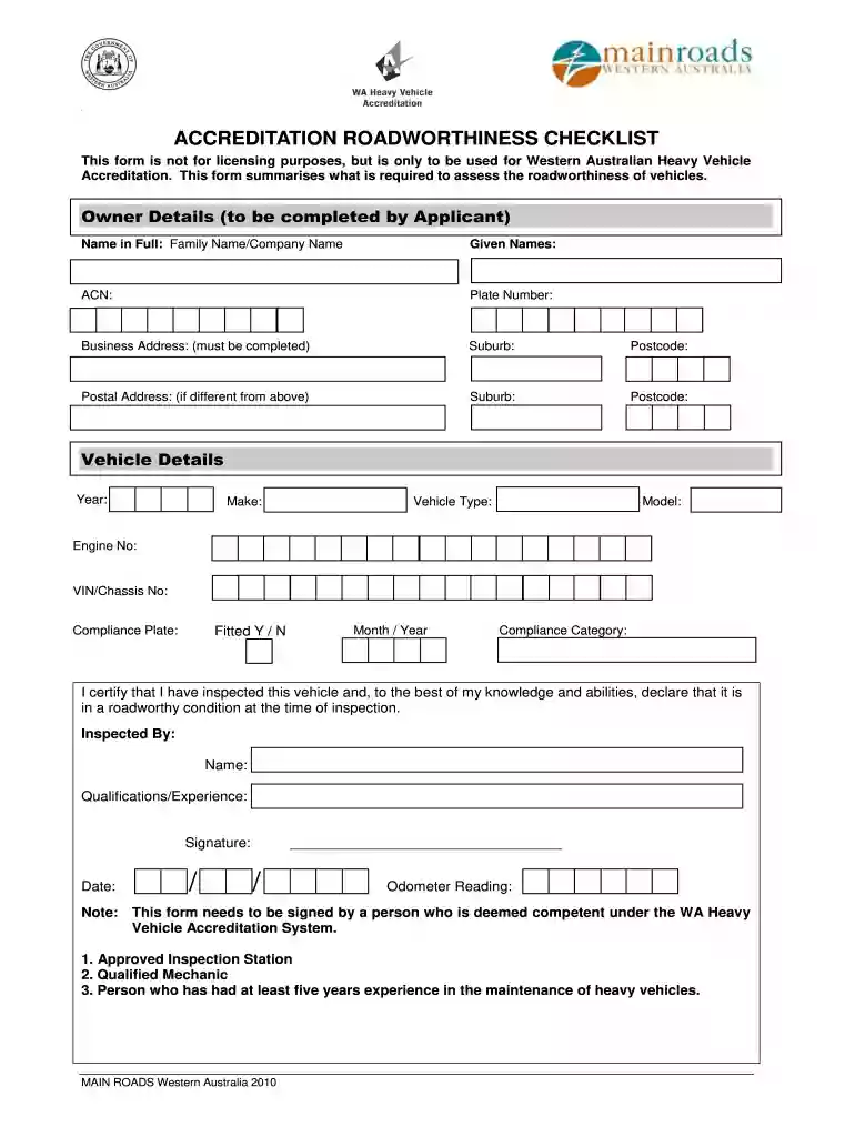 car roadworthy checklist vic Preview on Page 1