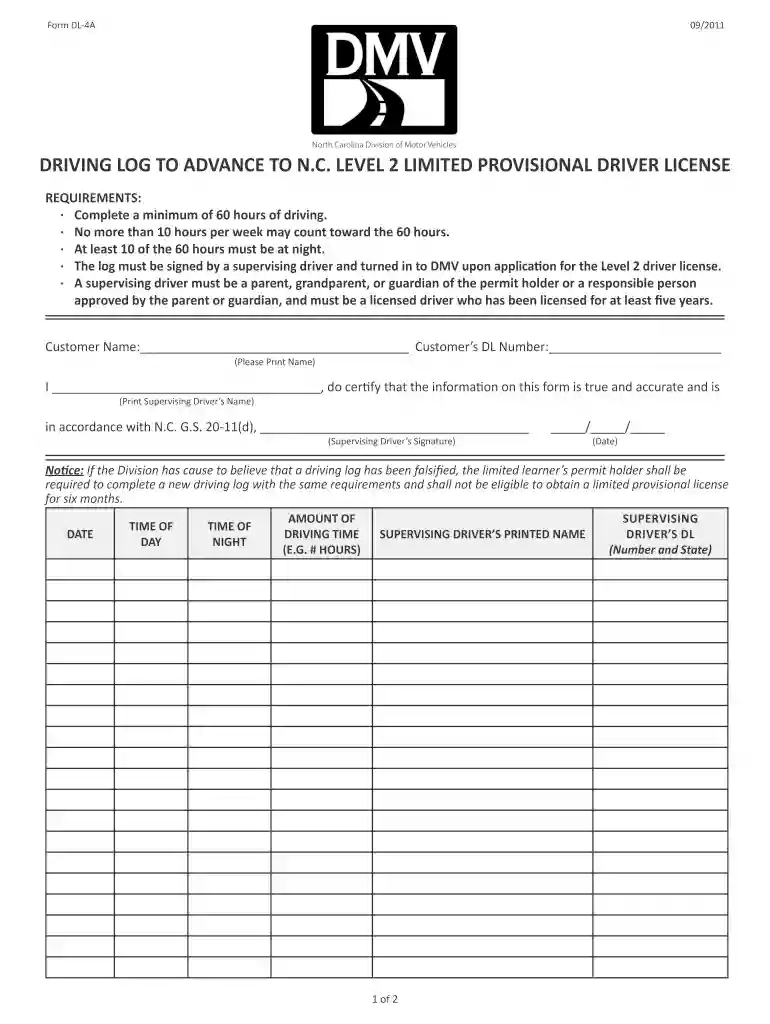 ncdmv drivers log Preview on Page 1