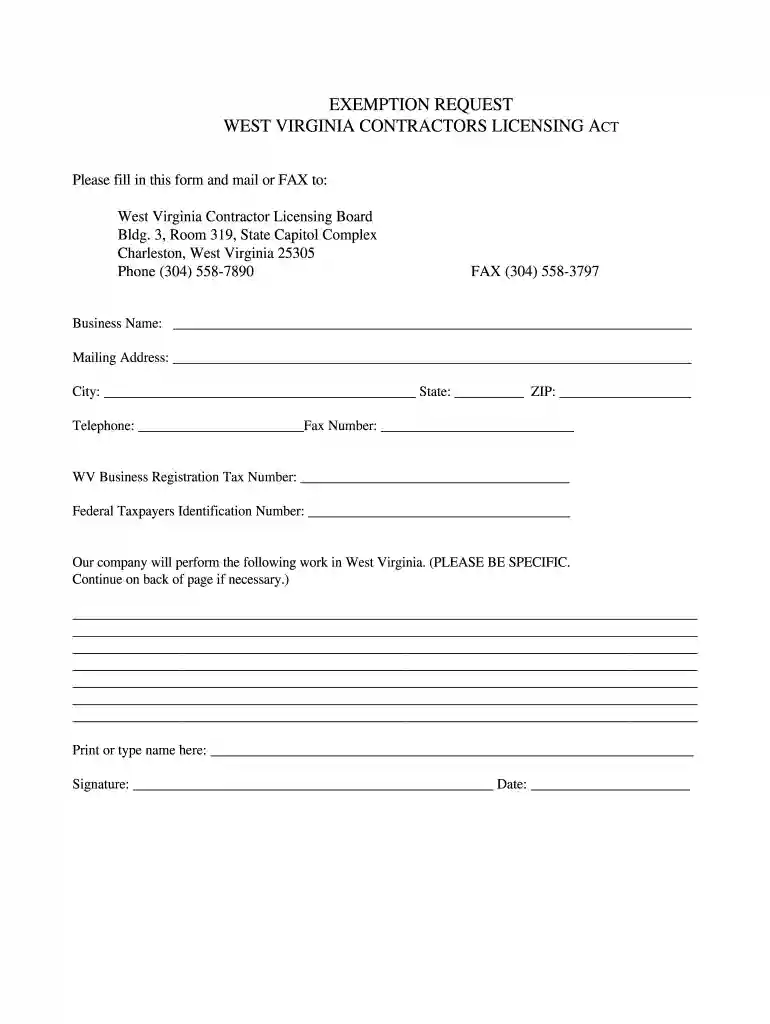 west virginia contractor license exemption Preview on Page 1