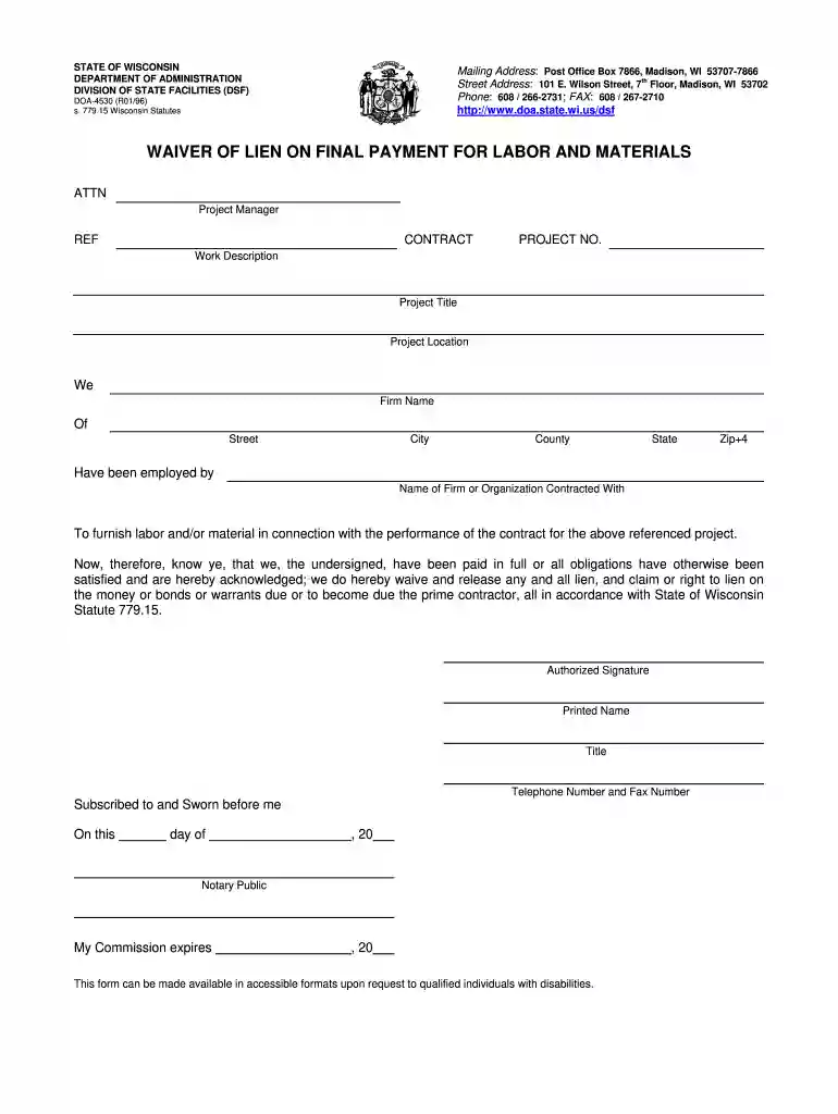 lien release waiver form Preview on Page 1
