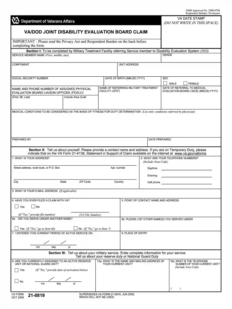 disability exam template Preview on Page 1
