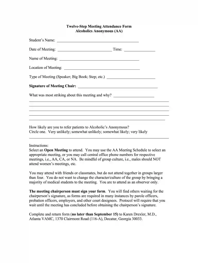 aa na attendance verification sheet Preview on Page 1