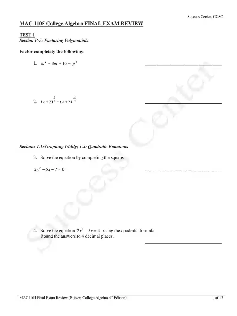 straighterline college algebra final exam answers Preview on Page 1