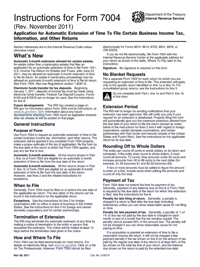 form 7004 Preview on Page 1