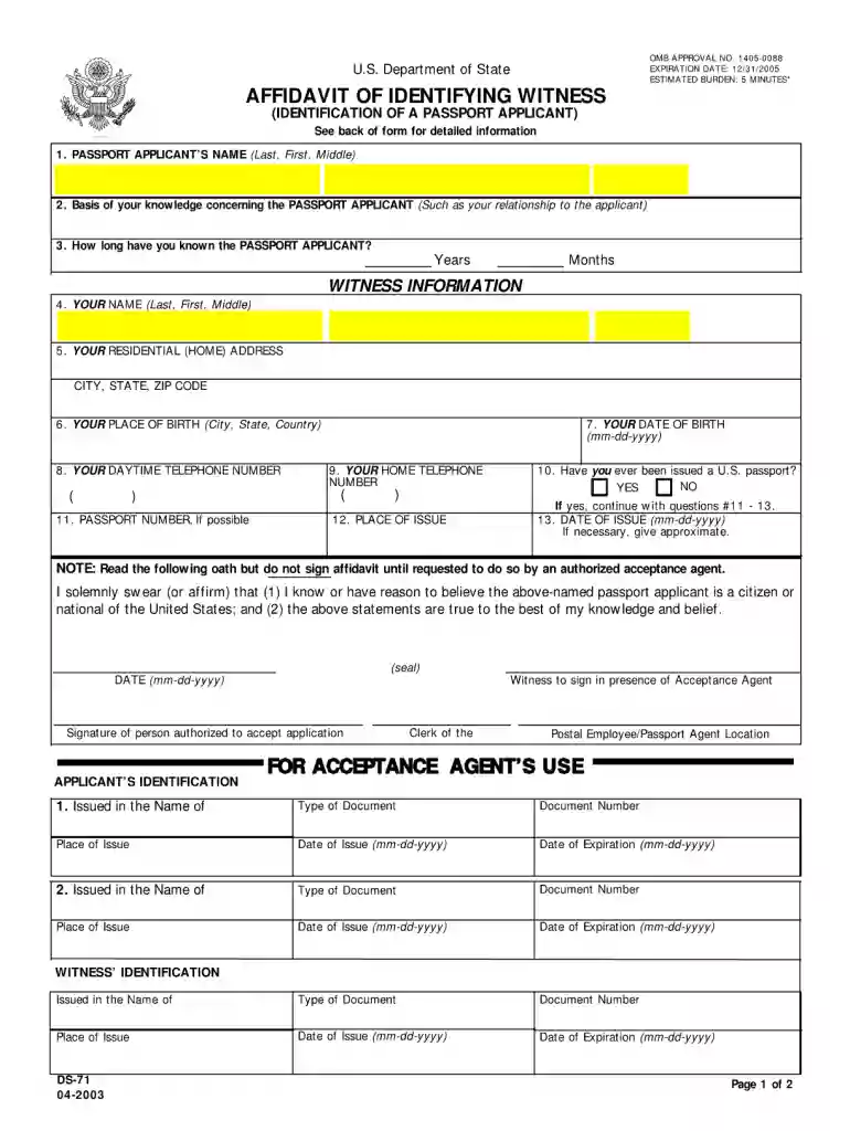 form ds 71 Preview on Page 1