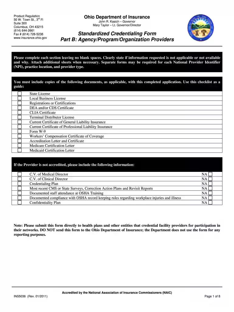 standardized credentialing application Preview on Page 1