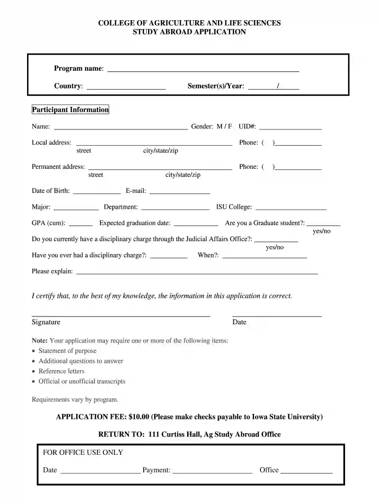 usd study abroad application Preview on Page 1