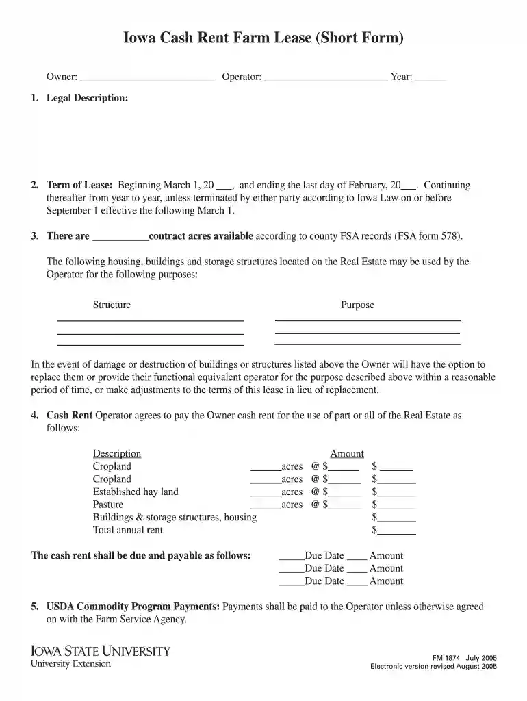 iowa cash rent farm lease Preview on Page 1