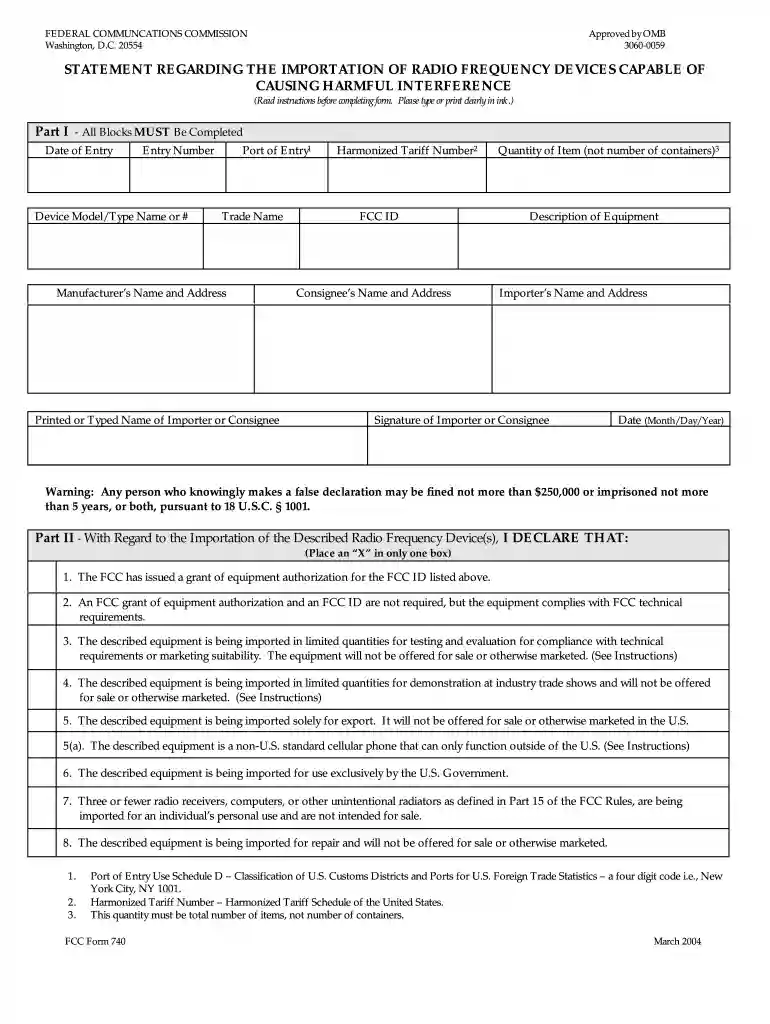 fcc statement regarding the importation of radio form Preview on Page 1